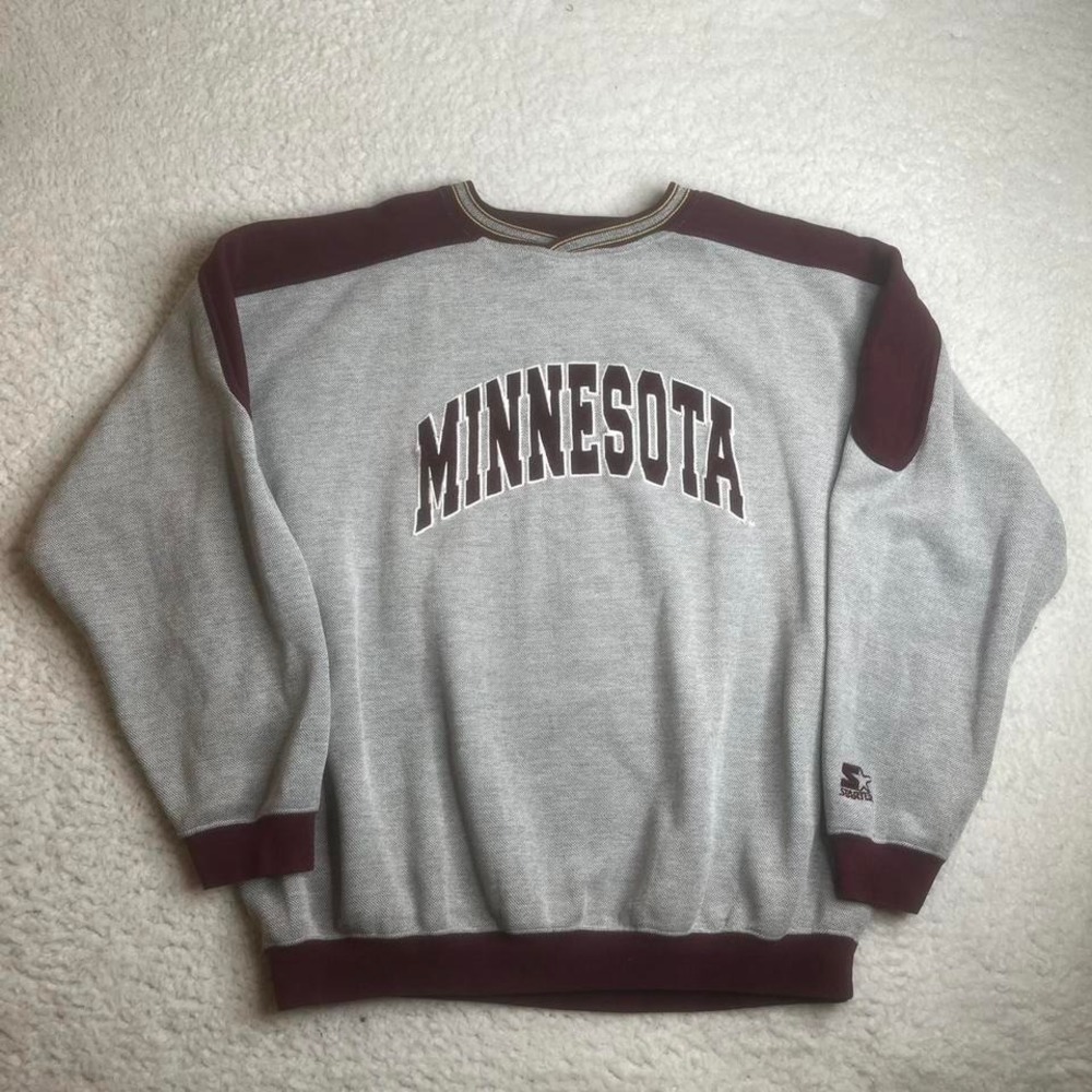 Vintage starter Minnesota Gophers men red grey crewneck sweatshirt collegiate xl